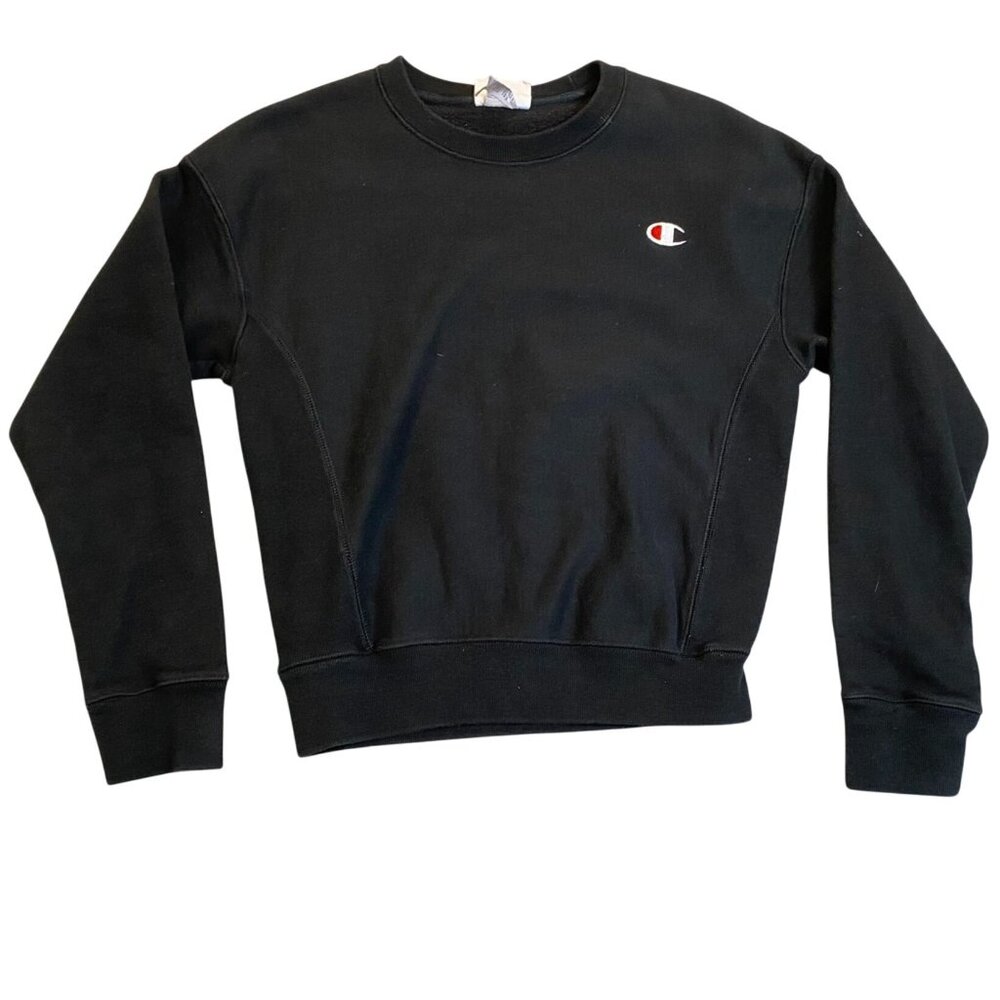 Champion Men's Crewneck Sweatshirt XS  Reverse Weave Black Cotton/Polyester